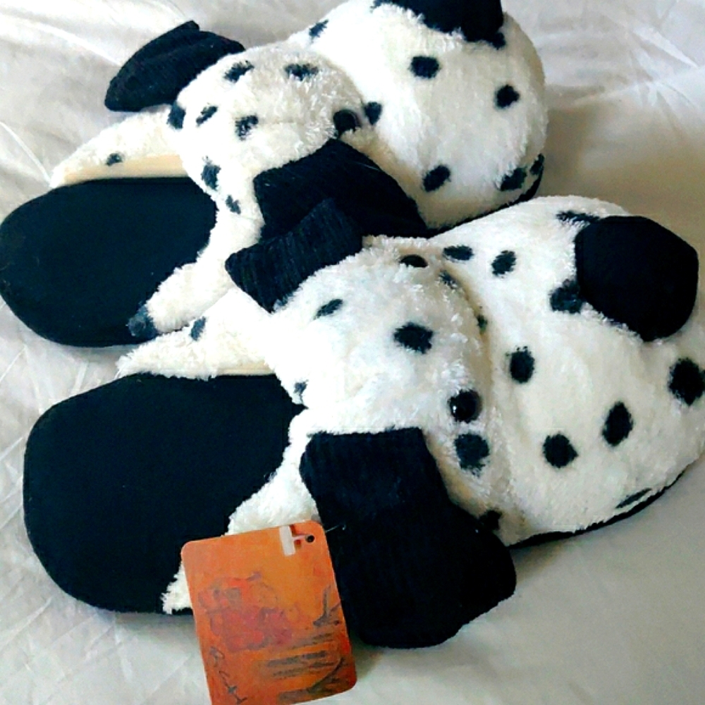 New Black/White Dog Slippers - Picture 3 of 5
